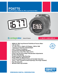 Thumbnail of document Data Sheet - PD6770 Vantageview NEMA 4X Large Display Loop-Powered Meter